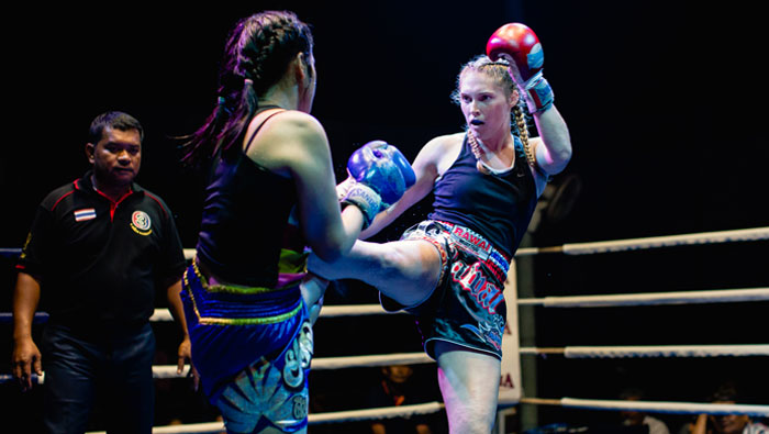 female muay thai fight