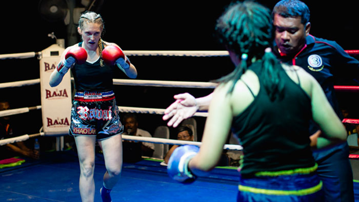 female muay thai fight