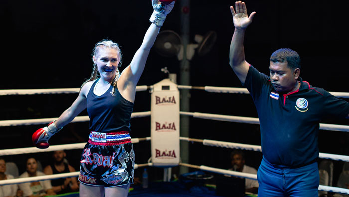 female muay thai fight