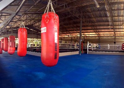 gym bags and boxing rings
