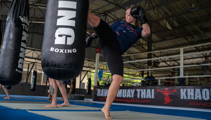 kids kicking the bags