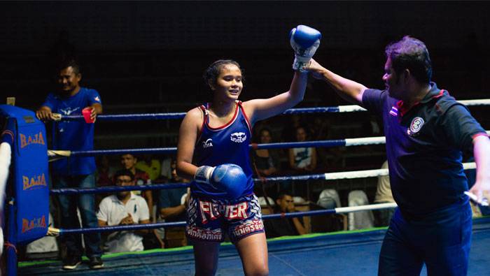 female muay thai boxer